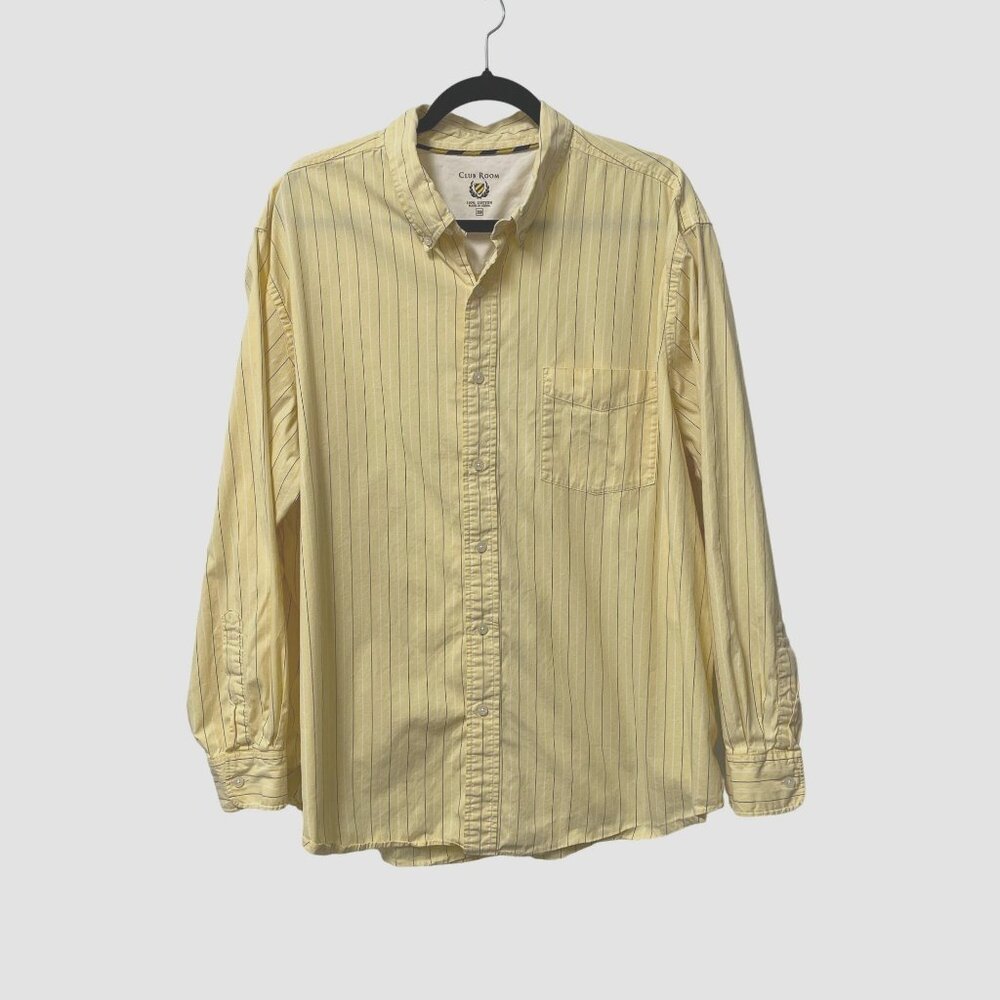 CLUB ROOM BUTTON DOWN SHIRT STRIPED MENS 2X BIG PREPPY 100% COTTON BREATHABLE